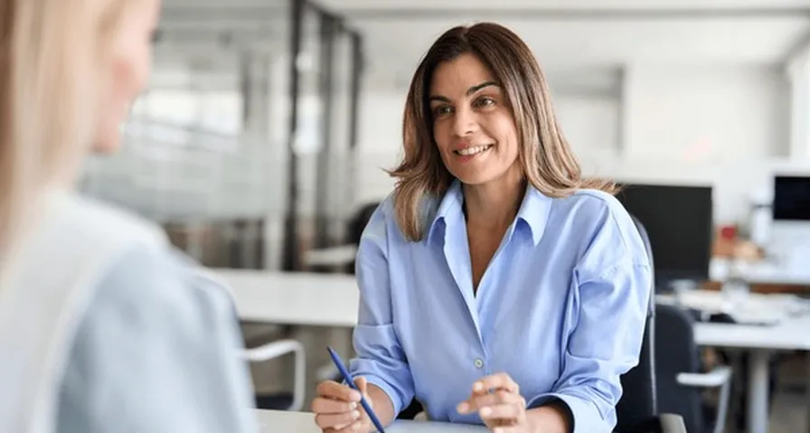 Confident businesswoman financial coaching